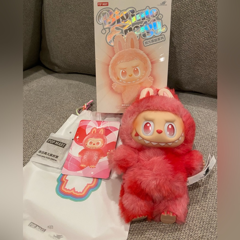 New Labubu Big Into Energy Love Red Plush Charm